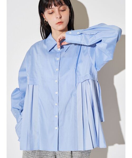 ELENDEEK（エレンディーク）の「プリーツレイヤードシャツ（シャツ/ブラウス・レディース・オフホワイト/ライトブルー/ベージュ・FREE）」の14枚目の写真