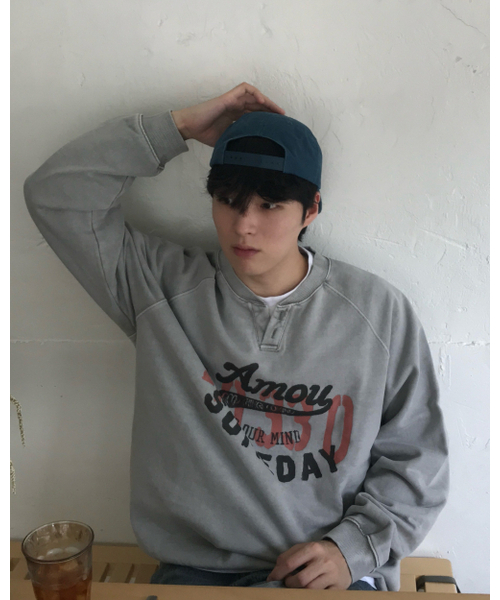 AMOU(アモウ)の「Amou someday Henley neck gray(スウェット・メンズ・その他・1/2/3)」の1枚目の写真