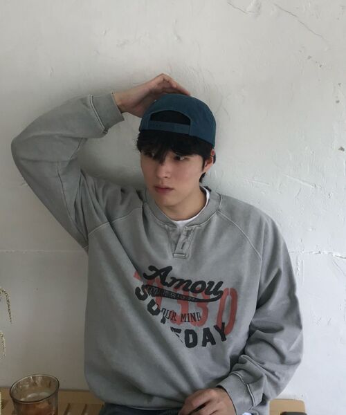 AMOU(アモウ)の「Amou someday Henley neck gray(スウェット・メンズ・その他・1/2/3)」の3枚目の写真