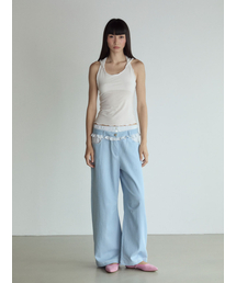 Frill Block Pants_Light Blue