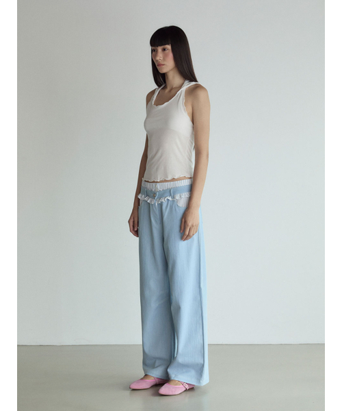 VISUS(ヴィスシュ)の「Frill Block Pants_Light Blue(デニムパンツ・レディース・その他・SMALL/MEDIUM)」の2枚目の写真