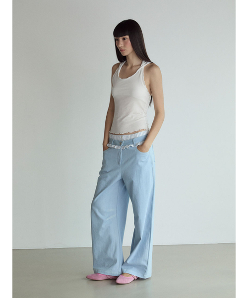 VISUS(ヴィスシュ)の「Frill Block Pants_Light Blue(デニムパンツ・レディース・その他・SMALL/MEDIUM)」の4枚目の写真