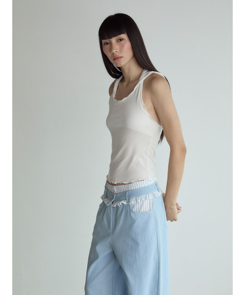 VISUS(ヴィスシュ)の「Frill Block Pants_Light Blue(デニムパンツ・レディース・その他・SMALL/MEDIUM)」の7枚目の写真