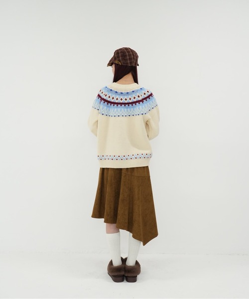 Uenui(ウニュイ)の「【 cunii 】ノルディック 配色 カーディガン ニット 冬 ガーリー 韓国 レディース 体型カバー(カーディガン/ボレロ・レディース・ブラウン/アイボリー・FREE)」の14枚目の写真