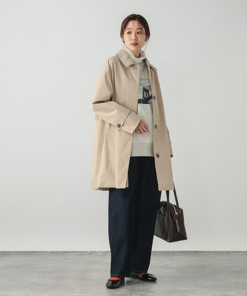 GLOBAL WORK（グローバルワーク）の「防風ステンカラーミドルコート/612367（ステンカラーコート・レディース・カーキブラウン/ベージュ/モカ・LARGE/MEDIUM）」の4枚目の写真