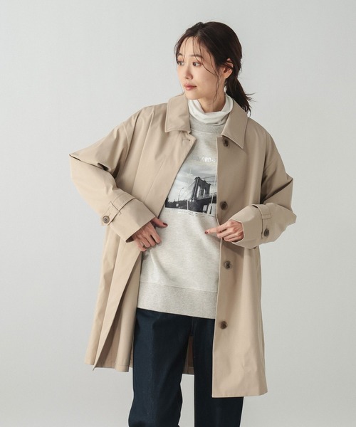 GLOBAL WORK（グローバルワーク）の「防風ステンカラーミドルコート/612367（ステンカラーコート・レディース・カーキブラウン/ベージュ/モカ・LARGE/MEDIUM）」の6枚目の写真