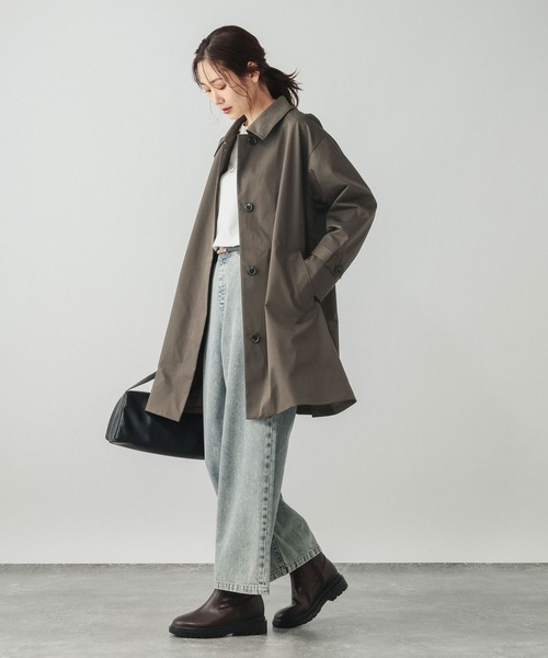 GLOBAL WORK（グローバルワーク）の「防風ステンカラーミドルコート/612367（ステンカラーコート・レディース・カーキブラウン/ベージュ/モカ・LARGE/MEDIUM）」の22枚目の写真
