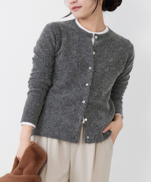 MICA&DEAL（マイカ＆ディール）の「ラメクルーネックカーディガン（カーディガン/ボレロ・レディース・ピンク/チャコールグレー・FREE）」の20枚目の写真