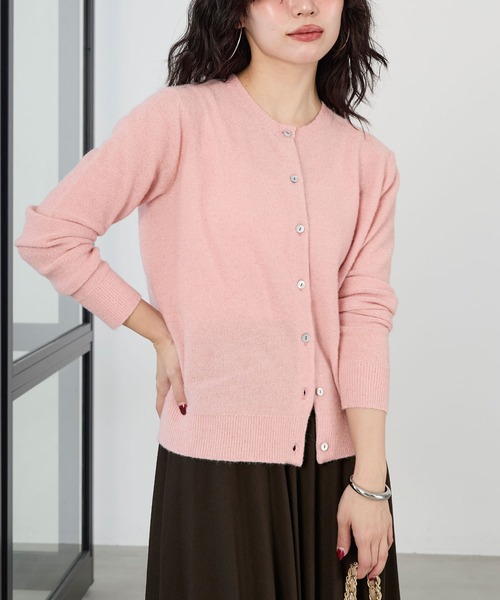 MICA&DEAL（マイカ＆ディール）の「ラメクルーネックカーディガン（カーディガン/ボレロ・レディース・ピンク/チャコールグレー・FREE）」の4枚目の写真