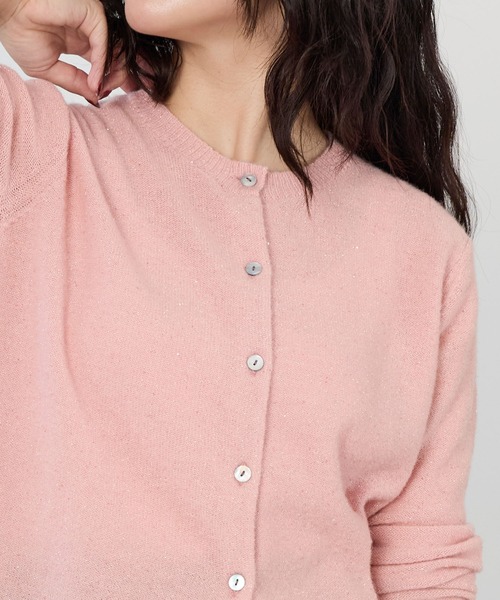 MICA&DEAL（マイカ＆ディール）の「ラメクルーネックカーディガン（カーディガン/ボレロ・レディース・ピンク/チャコールグレー・FREE）」の8枚目の写真