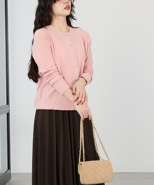 MICA&DEAL（マイカ＆ディール）の「ラメクルーネックカーディガン（カーディガン/ボレロ・レディース・ピンク/チャコールグレー・FREE）」の9枚目の写真