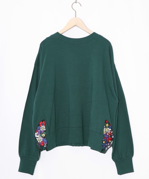 ScoLar（スカラー）の「153784：裾蝶刺繍2wayミニ裏毛カーディガン（カーディガン/ボレロ・レディース・グリーン/ブラック/杢グレー・M）」の21枚目の写真