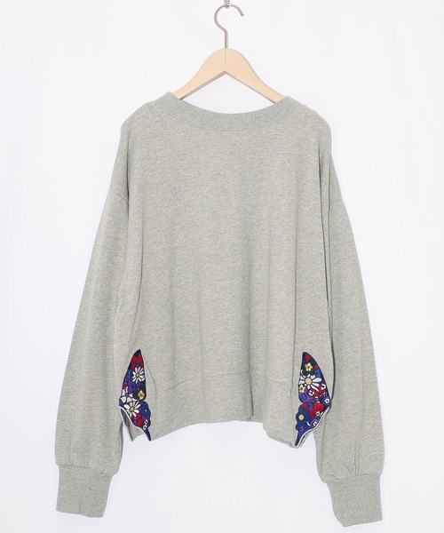 ScoLar（スカラー）の「153784：裾蝶刺繍2wayミニ裏毛カーディガン（カーディガン/ボレロ・レディース・グリーン/ブラック/杢グレー・M）」の16枚目の写真