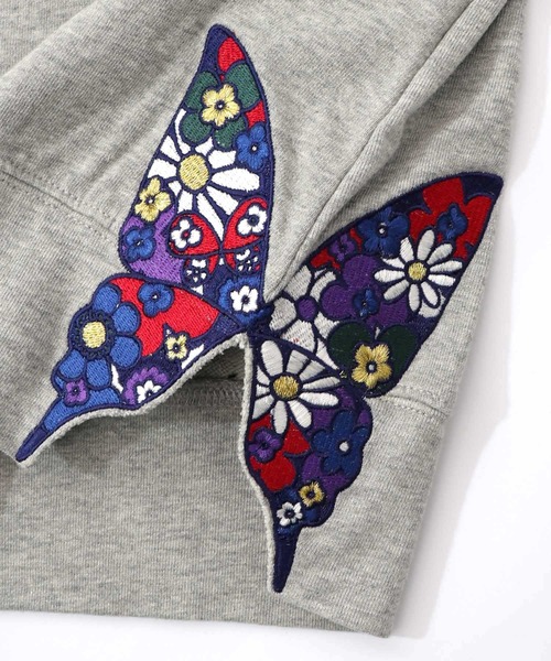 ScoLar（スカラー）の「153784：裾蝶刺繍2wayミニ裏毛カーディガン（カーディガン/ボレロ・レディース・グリーン/ブラック/杢グレー・M）」の17枚目の写真