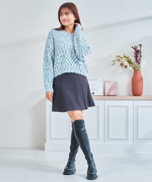 MISCH MASCH(ミッシュマッシュ)の「一部店舗限定 スラントカットストレッチニーハイブーツ(ブーツ・レディース・ブラック・M/L)」の5枚目の写真