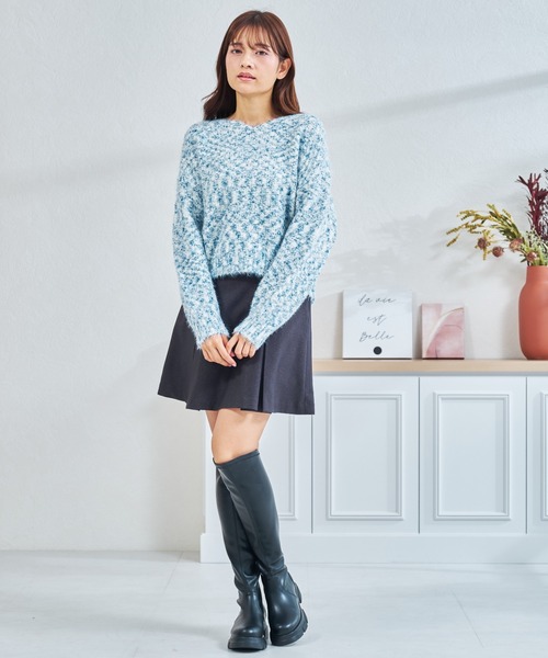 MISCH MASCH(ミッシュマッシュ)の「一部店舗限定 スラントカットストレッチニーハイブーツ(ブーツ・レディース・ブラック・M/L)」の6枚目の写真