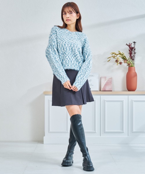 MISCH MASCH(ミッシュマッシュ)の「一部店舗限定 スラントカットストレッチニーハイブーツ(ブーツ・レディース・ブラック・M/L)」の8枚目の写真