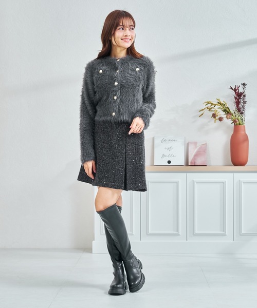 MISCH MASCH(ミッシュマッシュ)の「一部店舗限定 スラントカットストレッチニーハイブーツ(ブーツ・レディース・ブラック・M/L)」の10枚目の写真