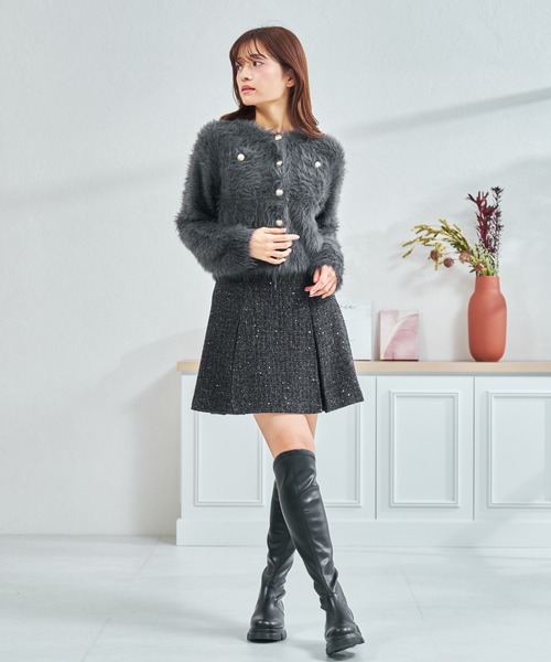 MISCH MASCH(ミッシュマッシュ)の「一部店舗限定 スラントカットストレッチニーハイブーツ(ブーツ・レディース・ブラック・M/L)」の12枚目の写真