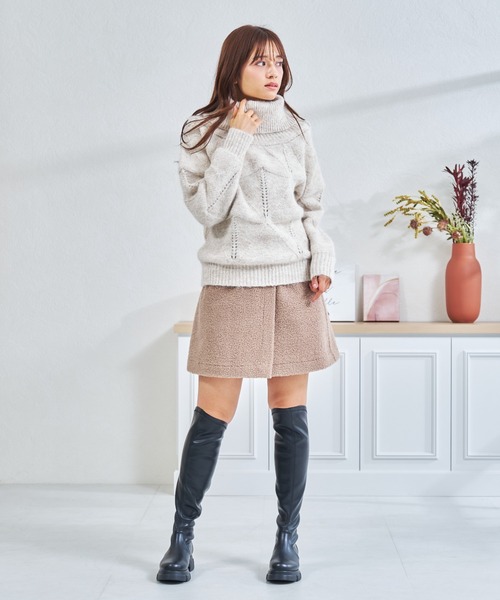 MISCH MASCH(ミッシュマッシュ)の「一部店舗限定 スラントカットストレッチニーハイブーツ(ブーツ・レディース・ブラック・M/L)」の14枚目の写真