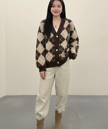 gossip！ロサンゼルス（ゴシップロサンゼルス）の「アーガイル柄 ルーズカーディガン（カーディガン/ボレロ）」