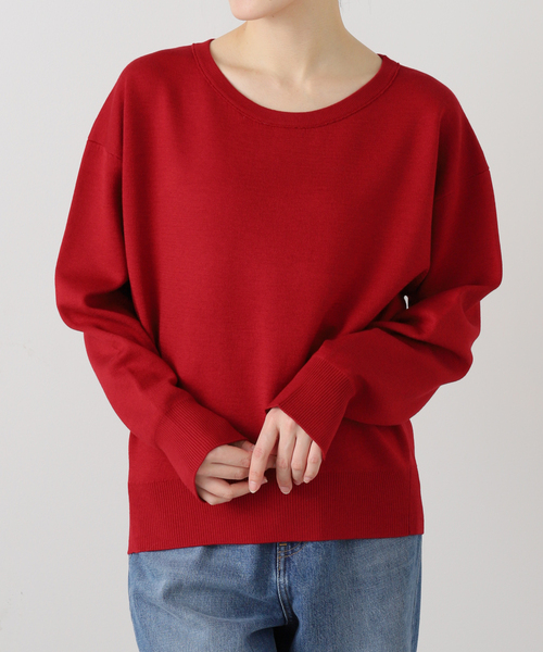 La TOTALITE(ラトータリテ)の「《追加2》【洗える】接結クルーネックプルオーバー(ニット/セーター・レディース・ホワイト系その他/レッド・FREE)」の2枚目の写真