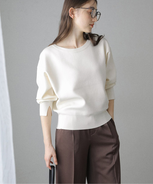 La TOTALITE(ラトータリテ)の「《追加2》【洗える】接結クルーネックプルオーバー(ニット/セーター・レディース・ホワイト系その他/レッド・FREE)」の12枚目の写真