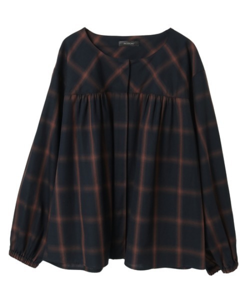 INGEBORG(インゲボルグ)の「【HAPPY ITEM】コットンチェックブラウス(シャツ/ブラウス・レディース・オフホワイト/ネイビー・FREE)」の1枚目の写真