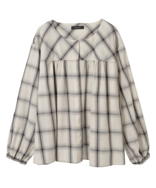 INGEBORG(インゲボルグ)の「【HAPPY ITEM】コットンチェックブラウス(シャツ/ブラウス・レディース・オフホワイト/ネイビー・FREE)」の2枚目の写真