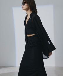 トリコットシフォン ロングシャツ