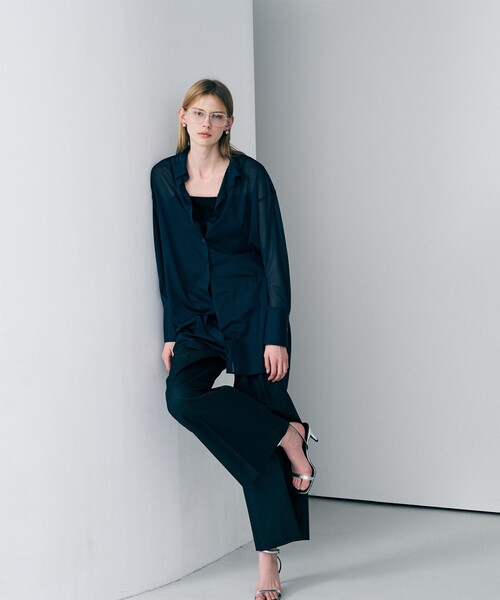 uncrave(アンクレイヴ)の「トリコットシフォン ロングシャツ(シャツ/ブラウス・レディース・ピンク系/ブラック系/ネイビー系/ホワイト系・F)」の22枚目の写真