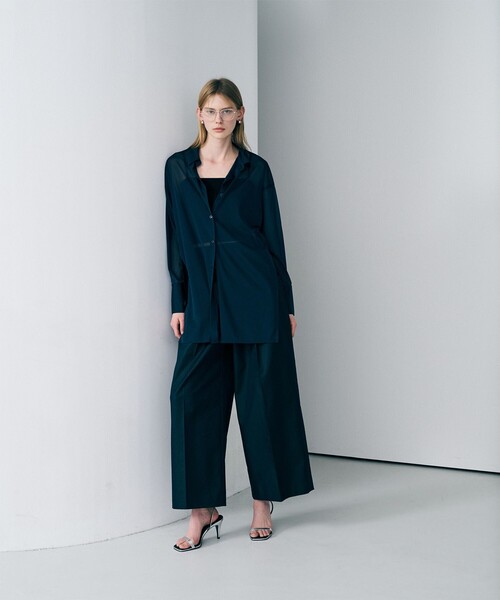 uncrave(アンクレイヴ)の「トリコットシフォン ロングシャツ(シャツ/ブラウス・レディース・ピンク系/ブラック系/ネイビー系/ホワイト系・F)」の21枚目の写真