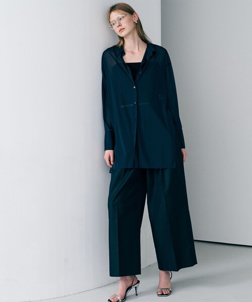 uncrave(アンクレイヴ)の「トリコットシフォン ロングシャツ(シャツ/ブラウス・レディース・ピンク系/ブラック系/ネイビー系/ホワイト系・F)」の20枚目の写真