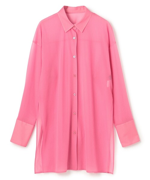 uncrave(アンクレイヴ)の「トリコットシフォン ロングシャツ(シャツ/ブラウス・レディース・ピンク系/ブラック系/ネイビー系/ホワイト系・F)」の14枚目の写真