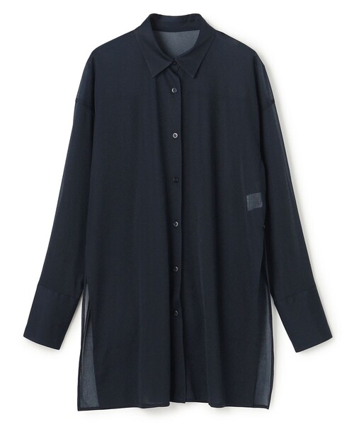 uncrave(アンクレイヴ)の「トリコットシフォン ロングシャツ(シャツ/ブラウス・レディース・ピンク系/ブラック系/ネイビー系/ホワイト系・F)」の13枚目の写真