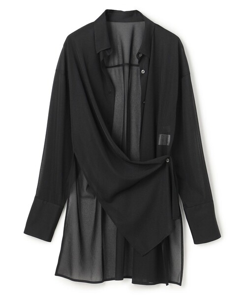 uncrave(アンクレイヴ)の「トリコットシフォン ロングシャツ(シャツ/ブラウス・レディース・ピンク系/ブラック系/ネイビー系/ホワイト系・F)」の6枚目の写真