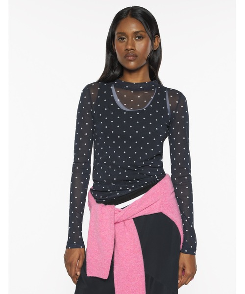 Maison Kitsune(メゾンキツネ)の「POLKA DOT FOX MESH TOP(その他トップス・レディース・ブラック×ホワイト・L/M/S)」の6枚目の写真