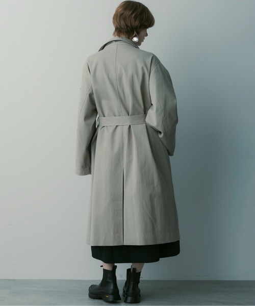 SERENO(セレーノ)の「ビッグカラーロングコート(トレンチコート・レディース・ライトグレー/ダークグレー・ONESIZE)」の9枚目の写真