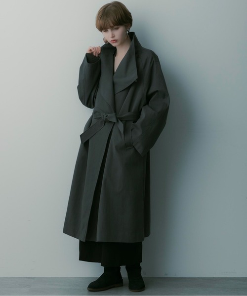 SERENO(セレーノ)の「ビッグカラーロングコート(トレンチコート・レディース・ライトグレー/ダークグレー・ONESIZE)」の17枚目の写真