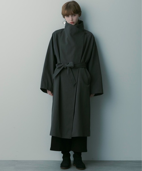 SERENO(セレーノ)の「ビッグカラーロングコート(トレンチコート・レディース・ライトグレー/ダークグレー・ONESIZE)」の18枚目の写真