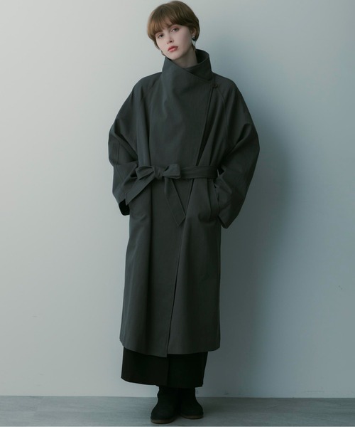 SERENO(セレーノ)の「ビッグカラーロングコート(トレンチコート・レディース・ライトグレー/ダークグレー・ONESIZE)」の19枚目の写真