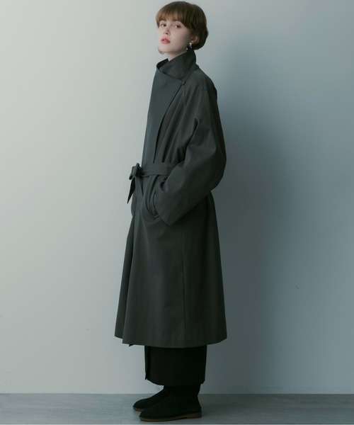 SERENO(セレーノ)の「ビッグカラーロングコート(トレンチコート・レディース・ライトグレー/ダークグレー・ONESIZE)」の20枚目の写真