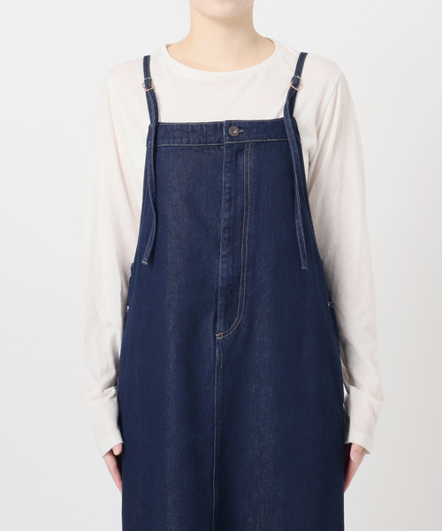 B.C STOCK(ベーセーストック)の「ウォッシャブル / DU JOUR / デュ ジュール SQUARE JEAN PINAFORE(ジャンパースカート・レディース・ホワイト/ネイビー・FREE)」の3枚目の写真