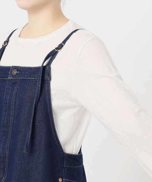 B.C STOCK(ベーセーストック)の「ウォッシャブル / DU JOUR / デュ ジュール SQUARE JEAN PINAFORE(ジャンパースカート・レディース・ホワイト/ネイビー・FREE)」の5枚目の写真