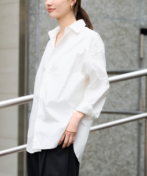 FRAMeWORK(フレームワーク)の「≪追加≫コットンレギュラーカラーシャツ(シャツ/ブラウス・レディース・スカイブルー/ブラウン/ホワイト/ライトイエロー・FREE)」の8枚目の写真