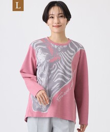 【L】【ウォッシャブル】ツインゼブラジャカードカットソー