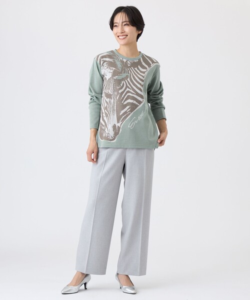 EVEX by KRIZIA(エヴェックスバイクリツィア)の「【L】【ウォッシャブル】ツインゼブラジャカードカットソー(Tシャツ/カットソー・レディース・ピンク系その他2/チャコールグレー/グリーン・44)」の6枚目の写真