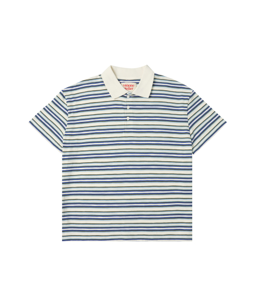 VANONE ATELIER（バノンアトリエ）の「A3522 マルチストライプピケTシャツ_Blue（ポロシャツ・レディース・ブルー・FREE）」の2枚目の写真