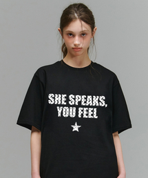 SHE LETTERING DOT OVER FIT T-SHIRT (2color)