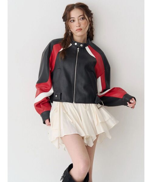 EVRIS(エヴリス)の「フリルリボンミニスカート(スカート・レディース・ブラック/ホワイト・FREE)」の3枚目の写真